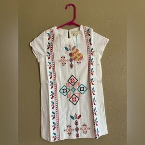 Hayden White Dress with Multicolor Embroidery